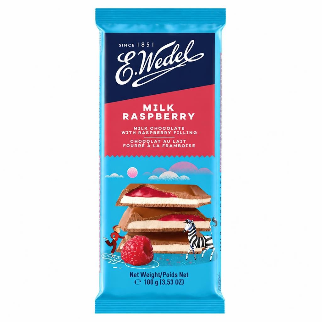 E. Wedel Milk Chocolate with Raspberry Filling 100g