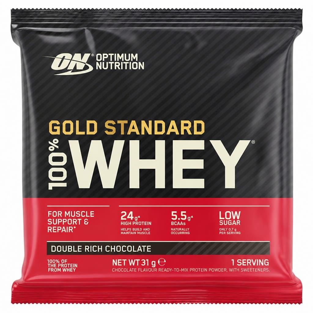 Optimum Nutrition Gold Standard Whey Protein Powder Double Rich Chocolate Flavour Single Serve 31g