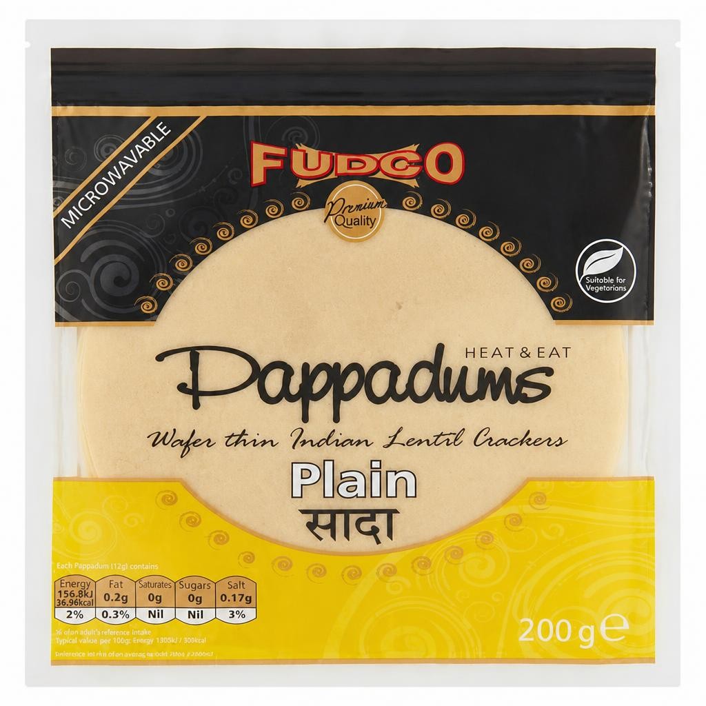 Fudco Plain Pappadums 200g