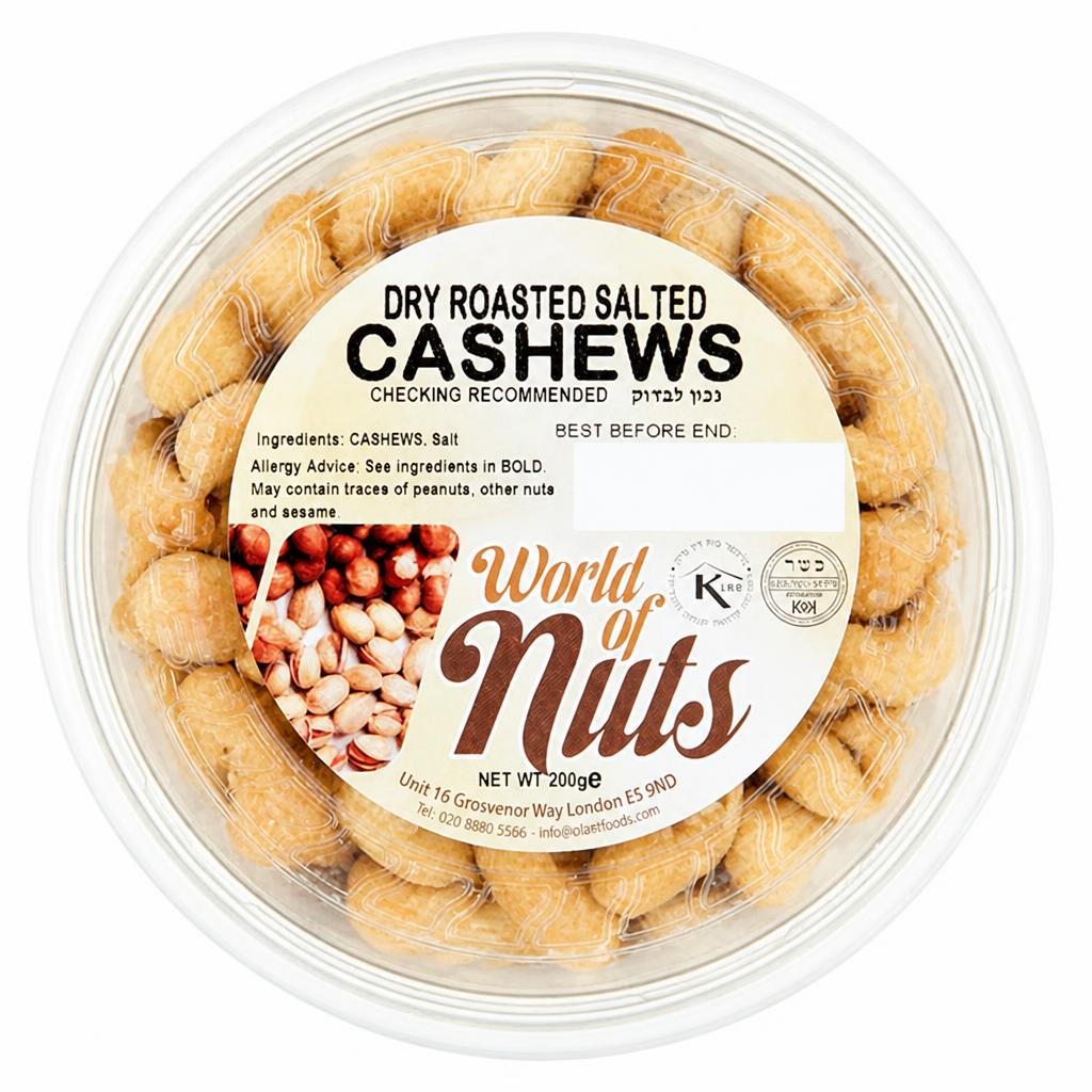 World Of Nuts Dry Roast Salted Cashews 200g