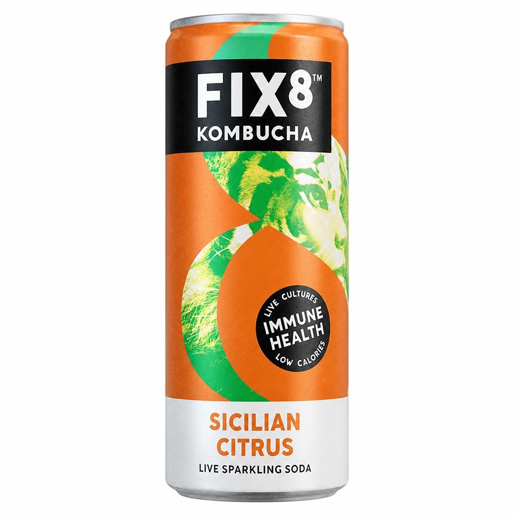 Fix8 Kombucha Sicilian Citrus Live Sparkling Soda 25cl
