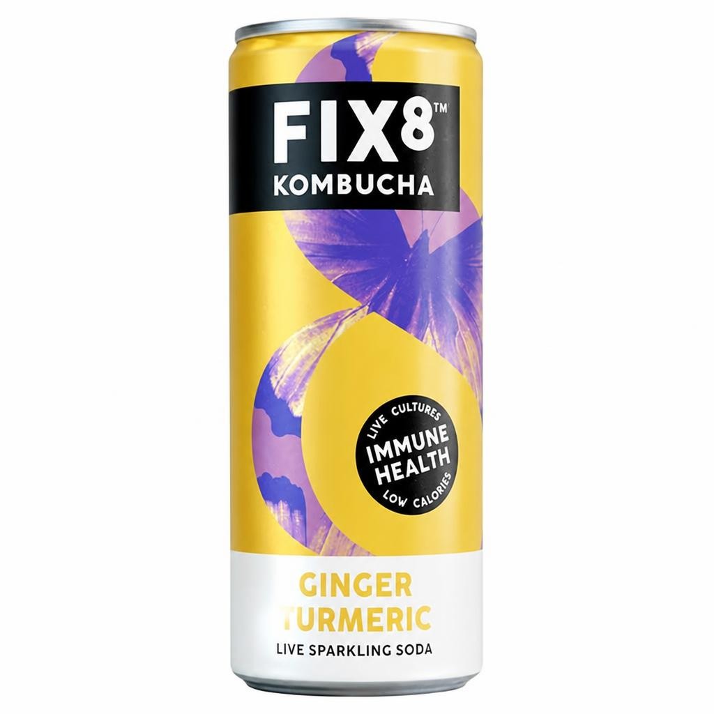 Fix8 Kombucha Ginger Turmeric Live Sparkling Soda 25cl