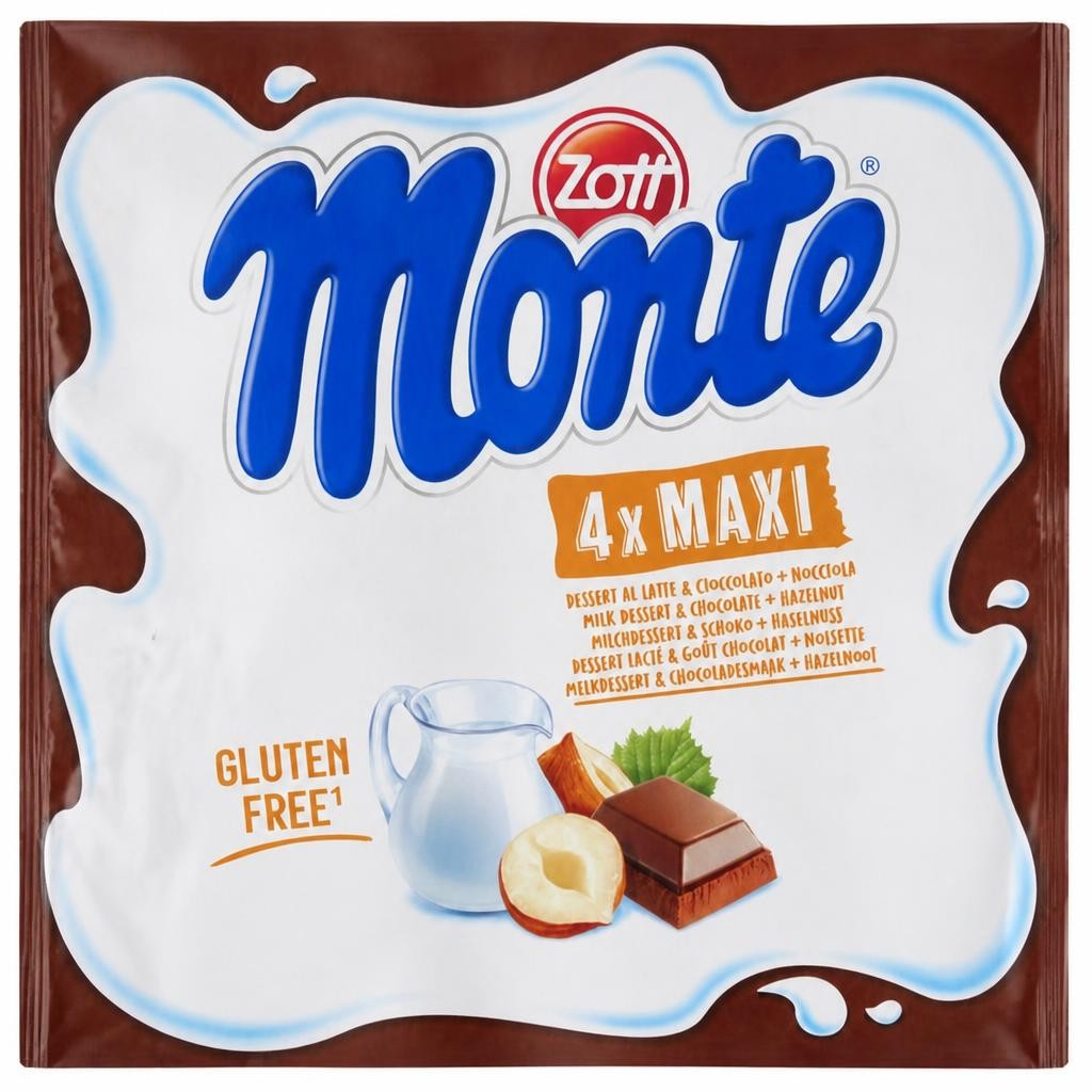 Zott Monte Maxi Chocolate & Hazelnut Milk Dessert 4x100g