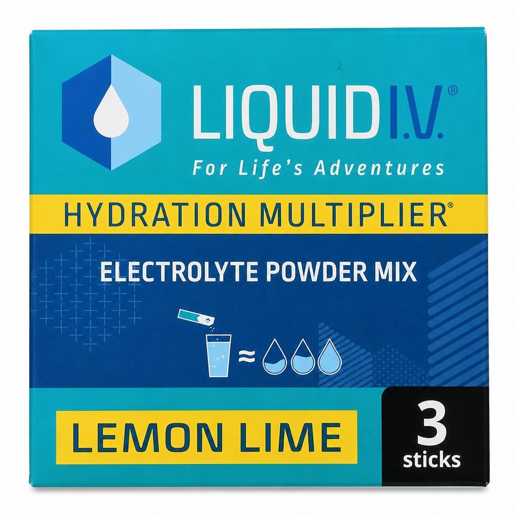 Liquid IV Hydration Multiplier Electrolyte Powder Mix Food Supplement Lemon Lime Sachets x3