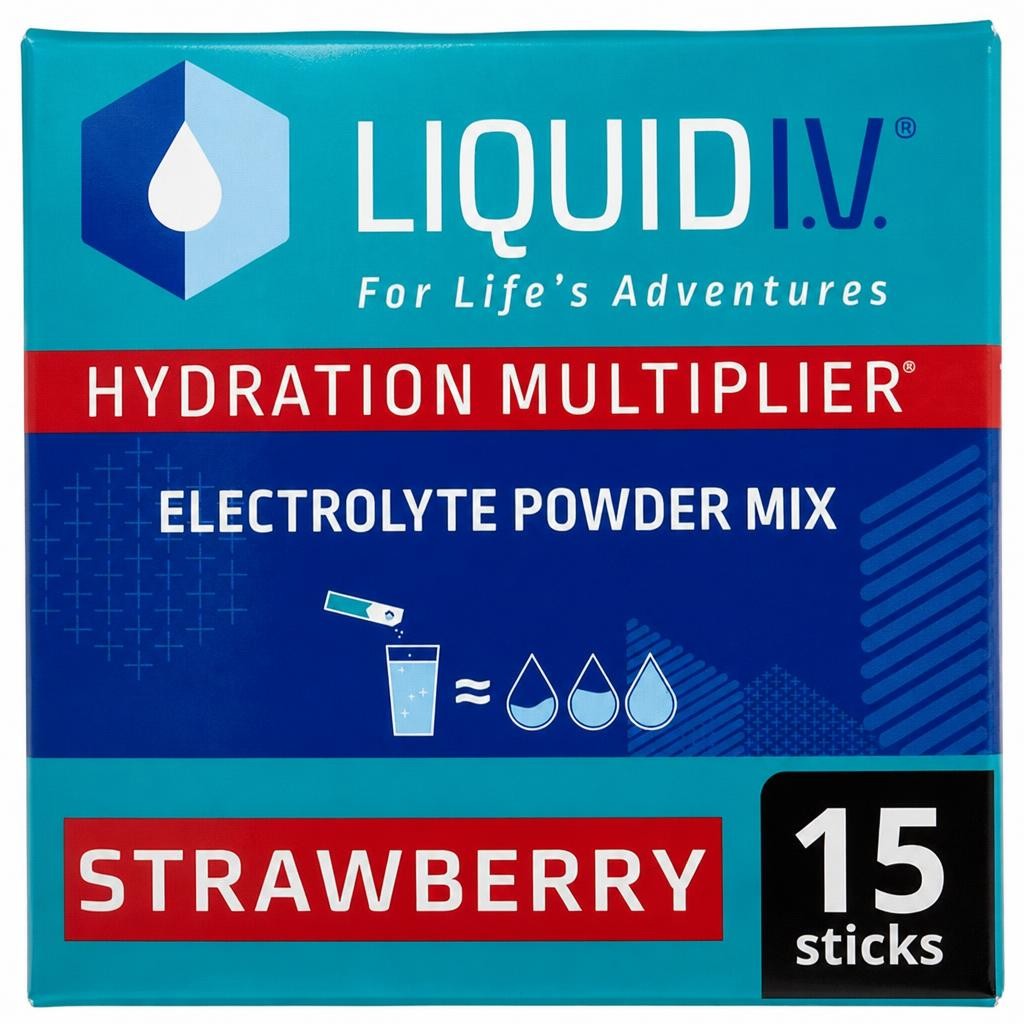 Liquid IV Electrolyte Powder Mix Food Supplement Strawberry Sachets x15