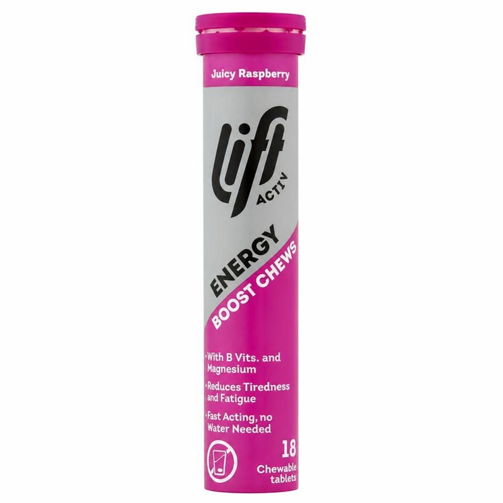 Lift Activ Juicy Raspberry Energy Boost Chewable Tablets x18 72g