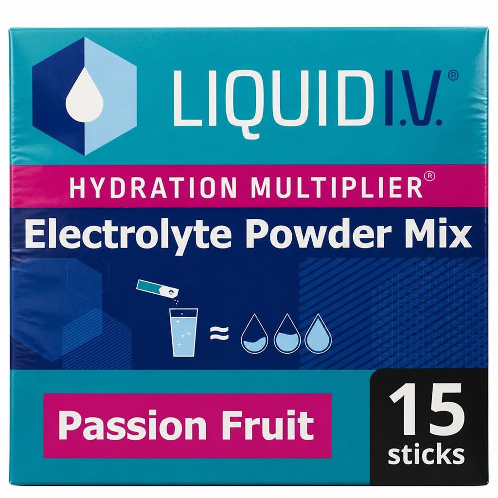 Liquid IV Electrolyte Powder Mix Food Supplement Passion Fruit Sachets x15