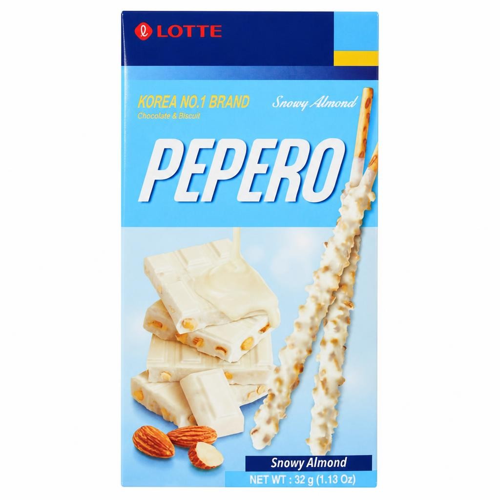 Lotte Pepero Snowy Almond Chocolate & Biscuit 32g