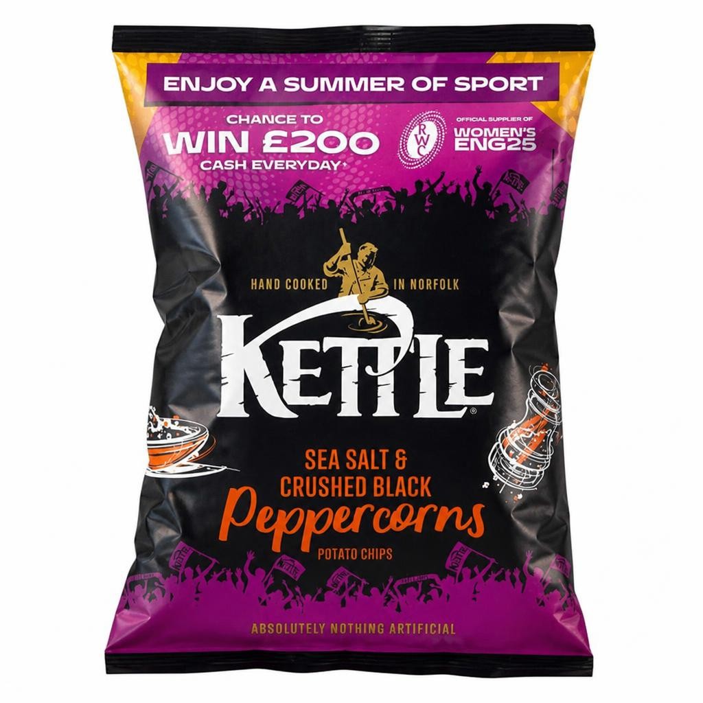 Kettle Sea Salt & Crushed Black Peppercorns Potato Chips 40g