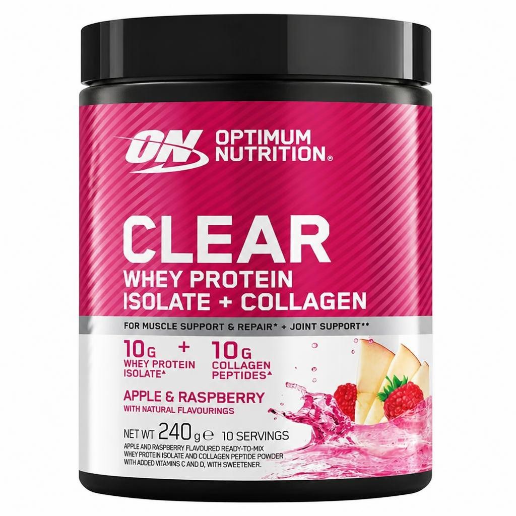 Optimum Nutrition Clear Whey Protein Isolate + Collagen Powder Apple & Raspberry 240g