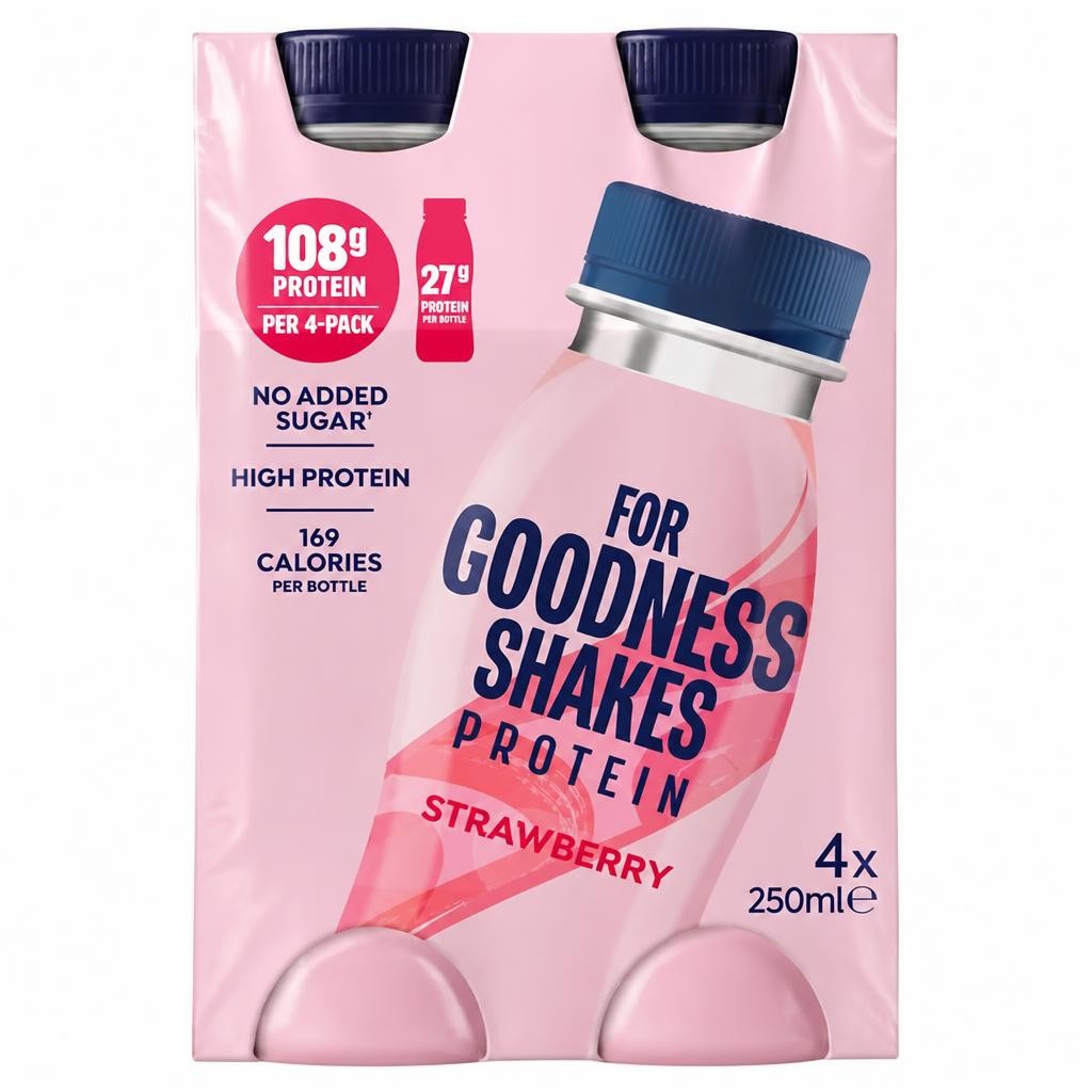 For Goodness Shakes Protein Strawberry 4 x 250ml