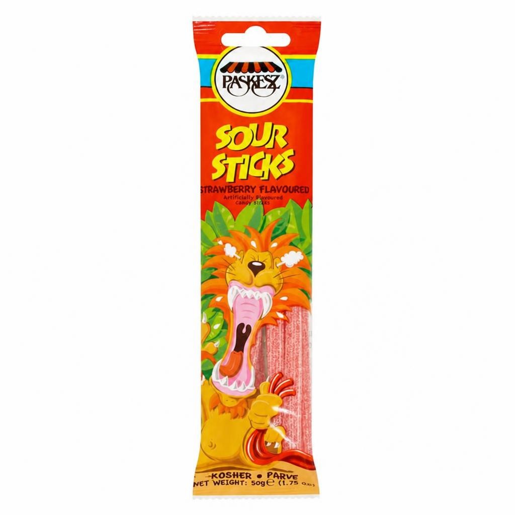 Paskesz Sour Sticks Strawberry 50g