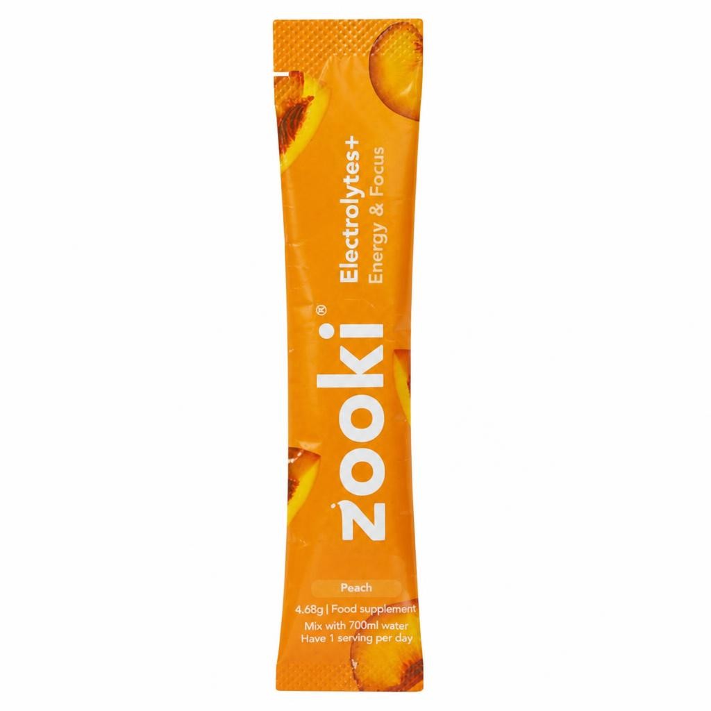 Zooki Electrolytes + Energy & Focus Food Supplement Peach 4.62g