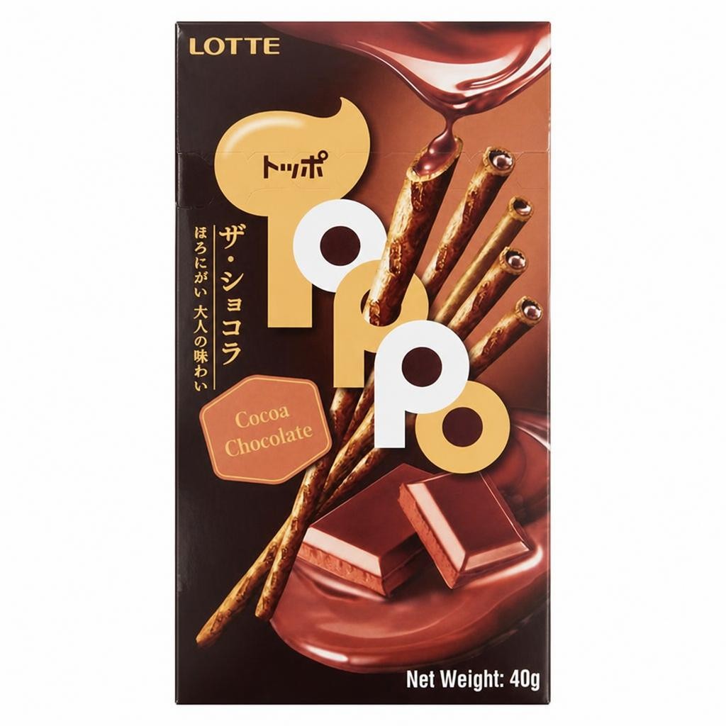 Lotte Toppo Double Flavour Cocoa Chocolate 40g