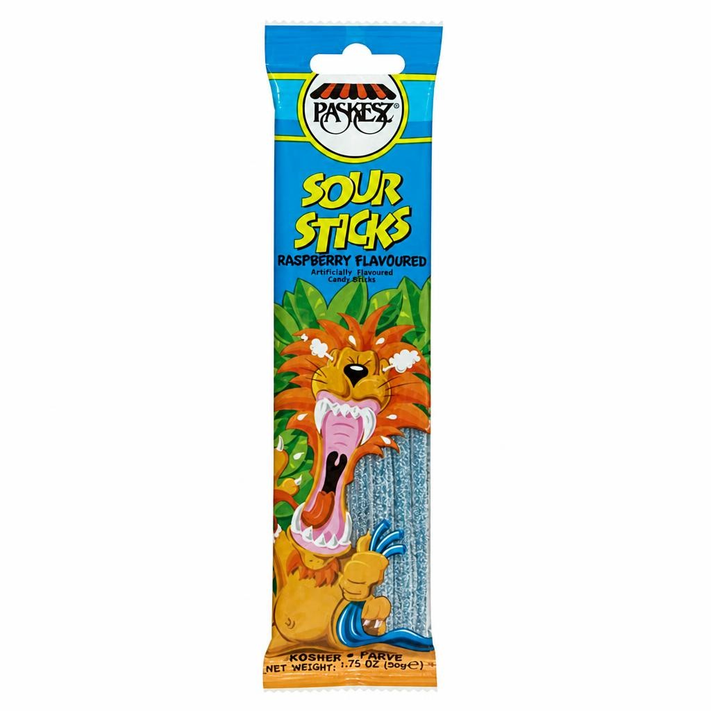Paskesz Sour Sticks, Raspberry 50g