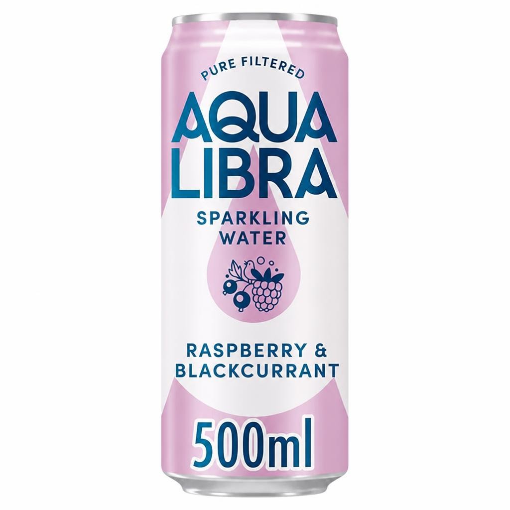 Aqua Libra Sparkling Water Infused with Raspberry & Blackcurrant Can 500ml