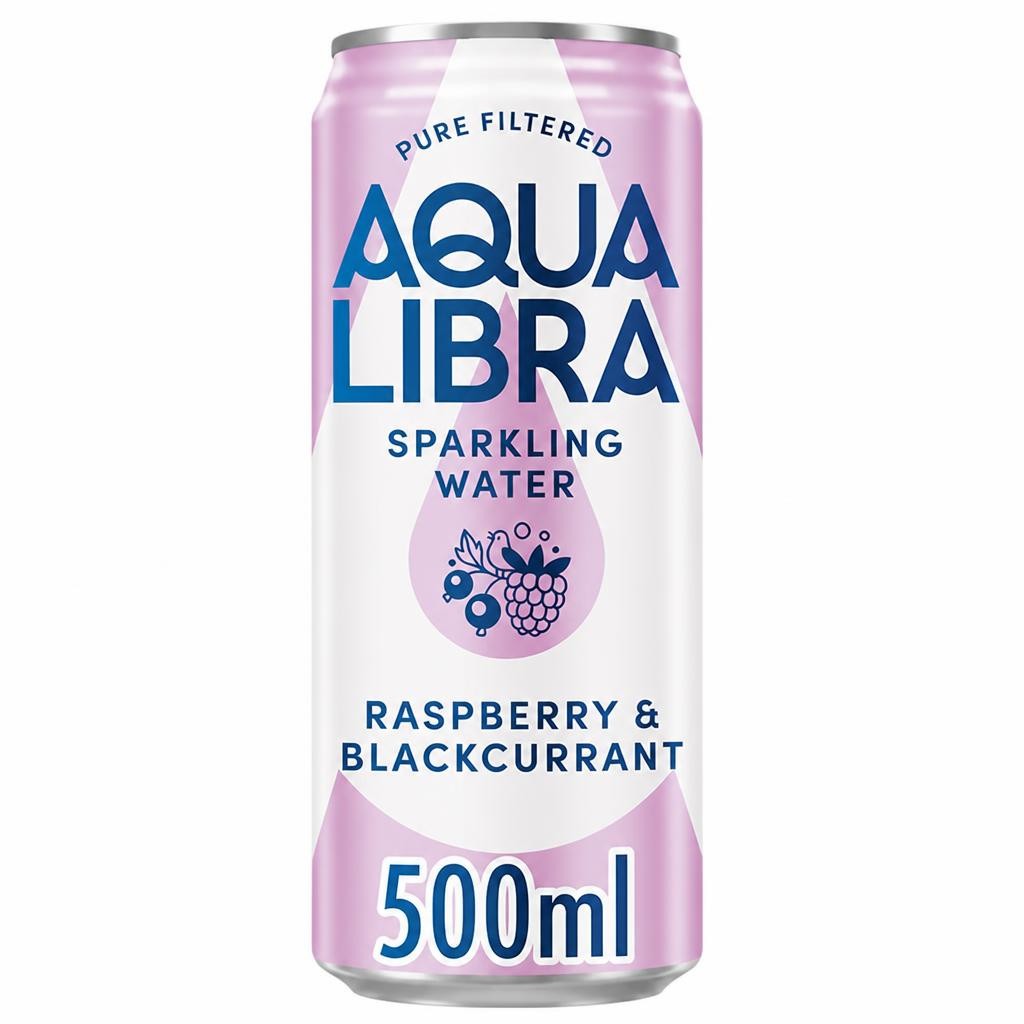 Aqua Libra Sparkling Water Infused with Raspberry & Blackcurrant Can 500ml