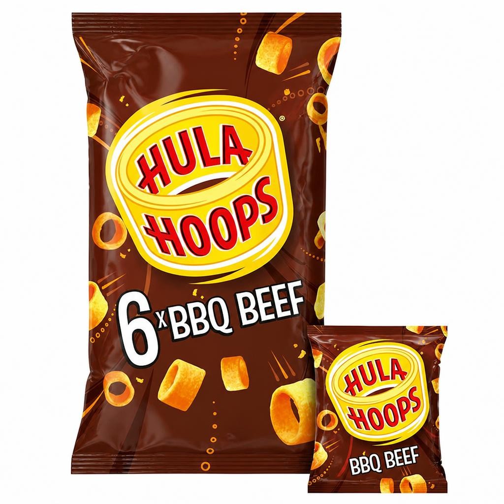 Hula Hoops BBQ Beef Potato Ring Crisps 6x24g