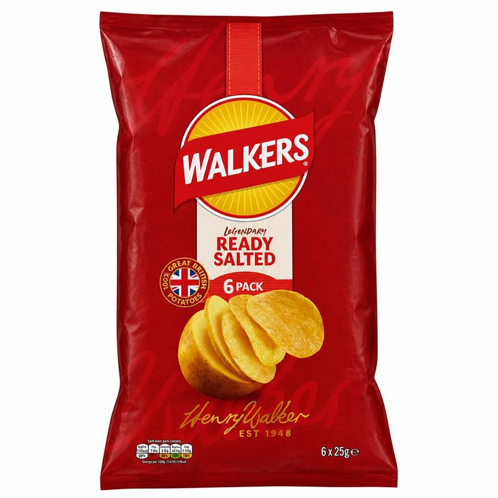Walkers Ready Salted Multipack Crisps 6x25g