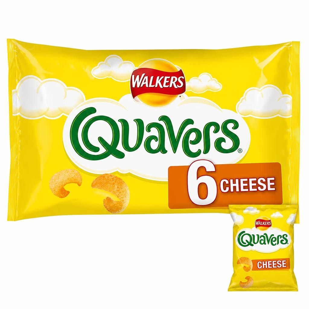 Walkers Quavers Cheese Multipack Crisps Snacks 6x16g