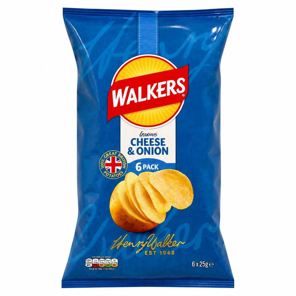 Walkers Cheese & Onion Multipack Crisps 6x25g