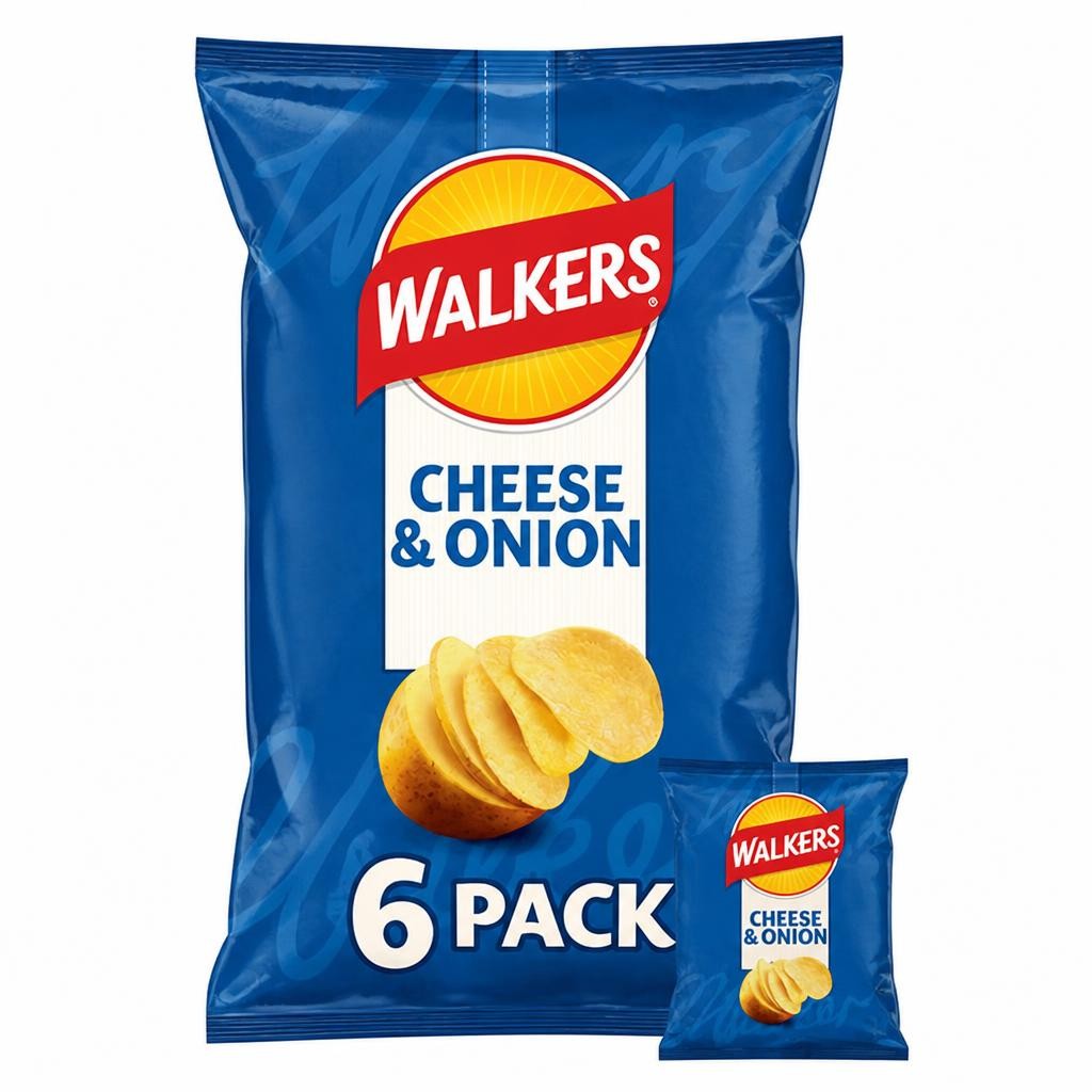 Walkers Cheese & Onion Multipack Crisps 6x25g