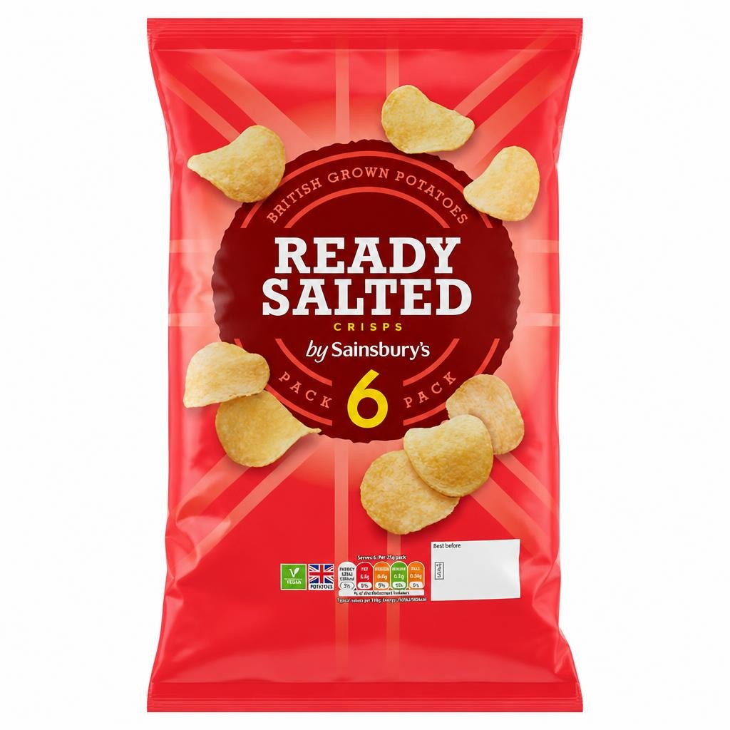 Sainsbury's Ready Salted Multipack Crisps 6x25g