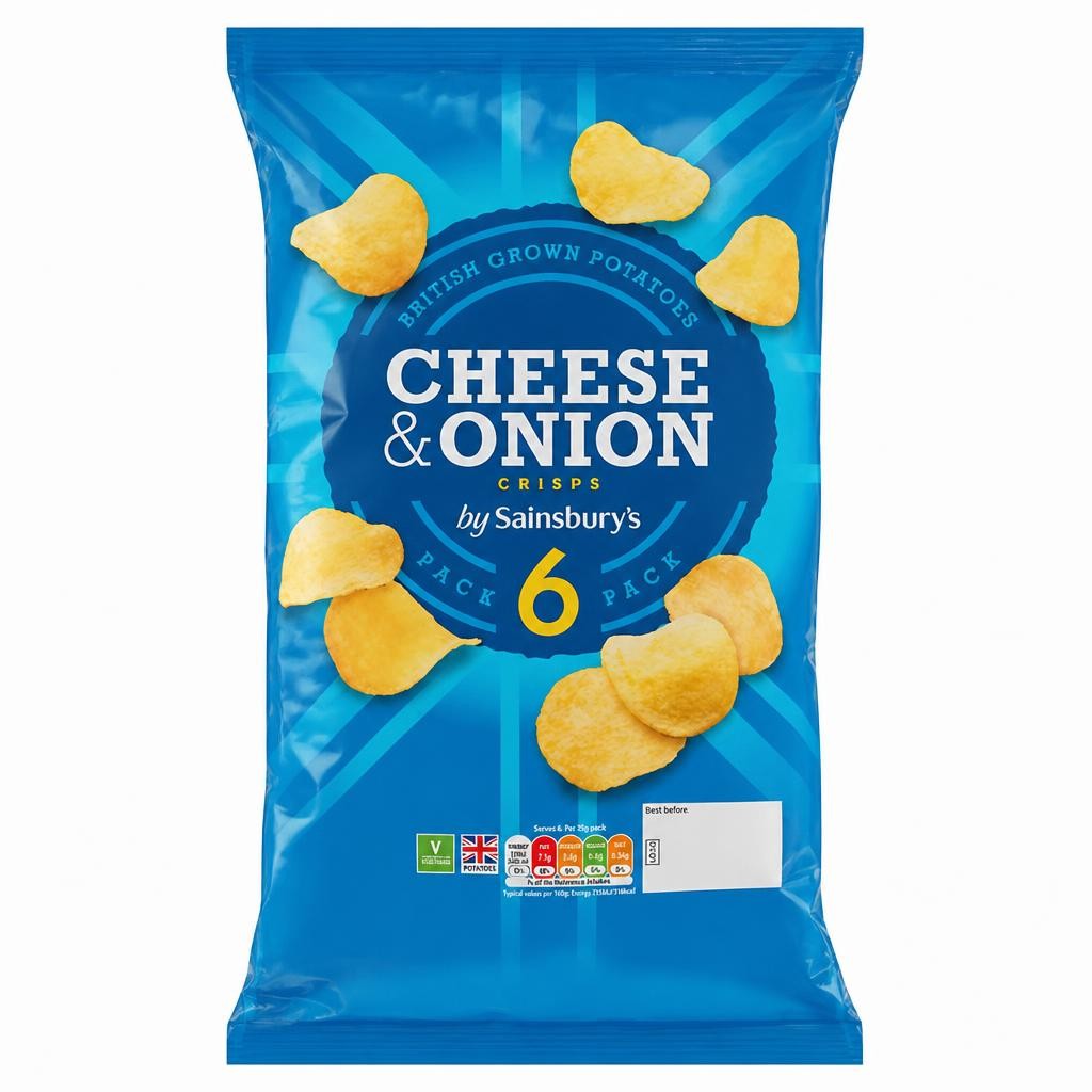 Sainsbury's Cheese & Onion Multipack Crisps 6x25g