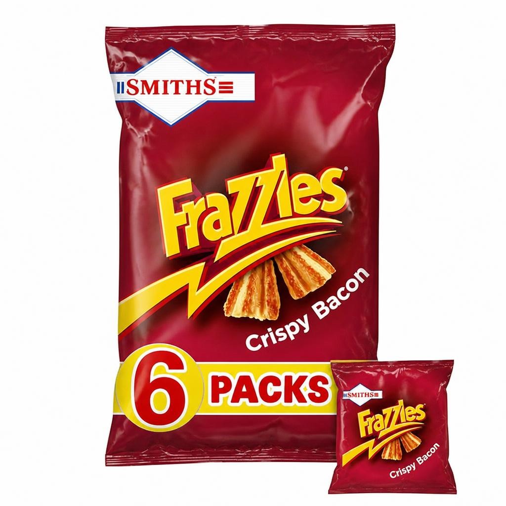 Smiths Frazzles Crispy Bacon Multipack Snacks Crisps 6x18g