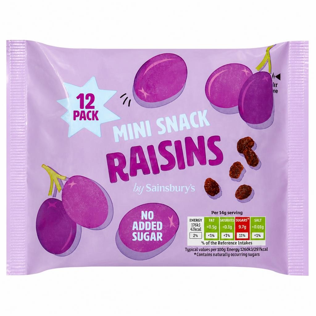 Sainsbury's Mini Snack Raisins 12x14g