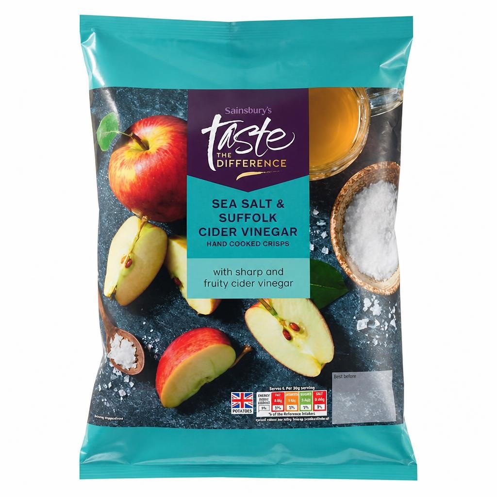 Sainsbury's Sea Salt & Cider Vinegar Crisps, Taste the Difference 150g