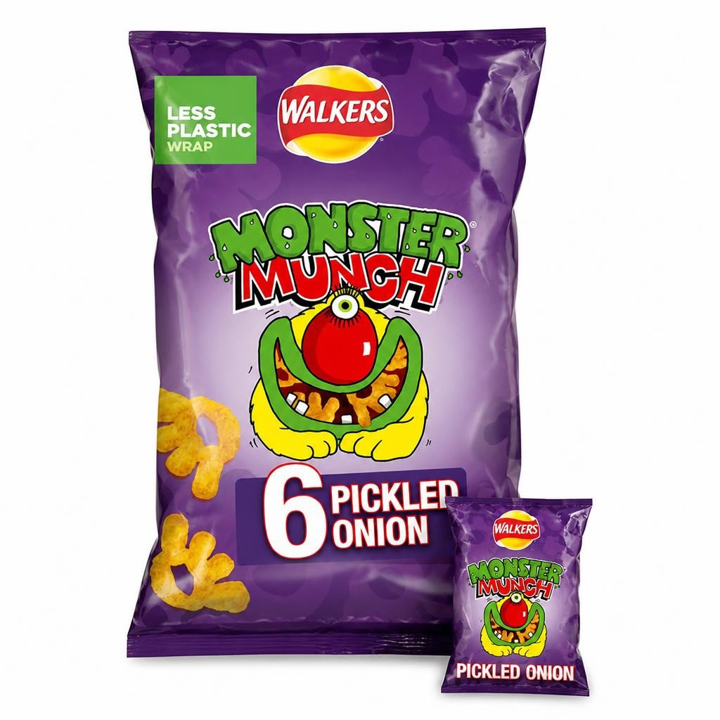 Walkers Monster Munch Pickled Onion Multipack Crisps Snacks 6x20g