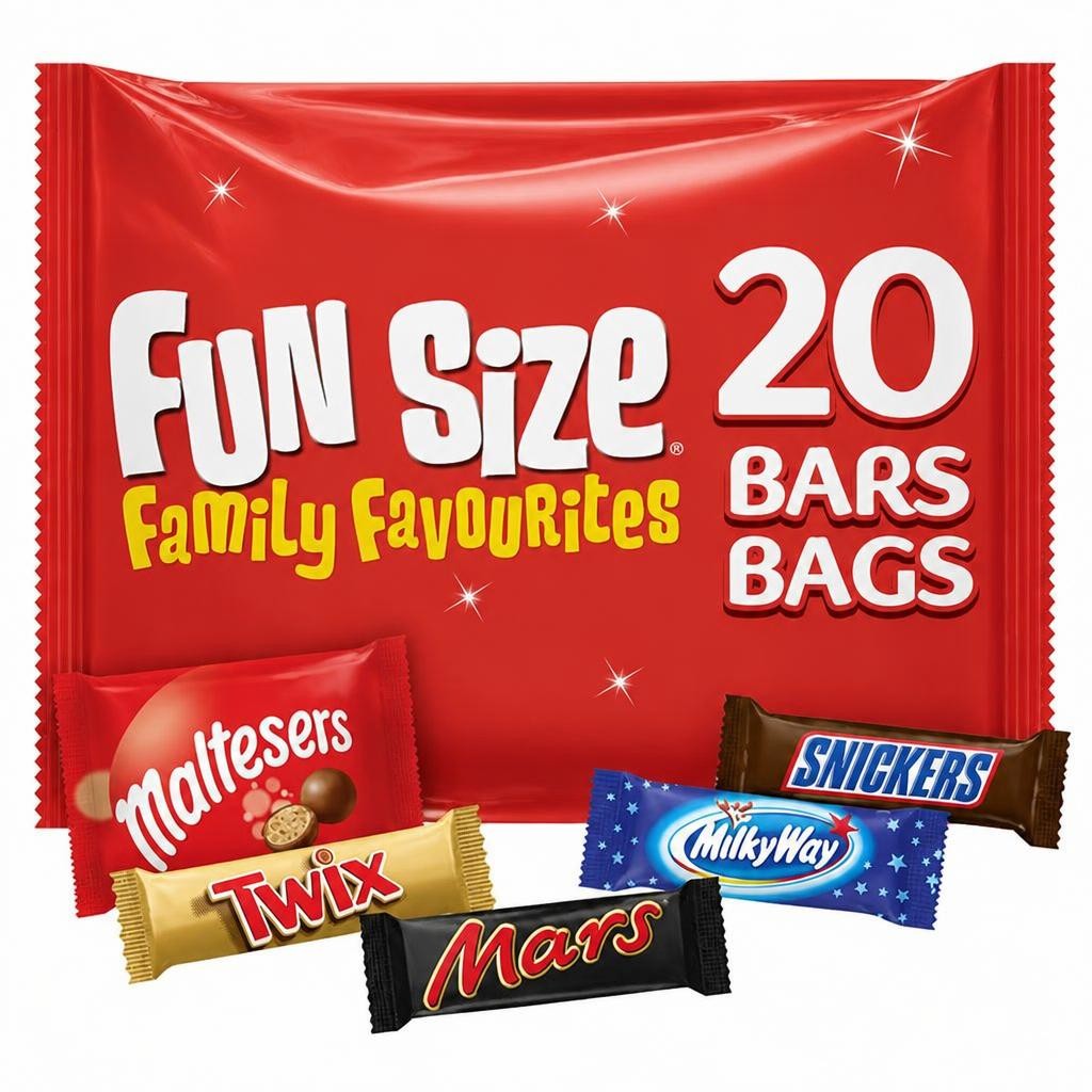 Mars Snickers Twix Maltesers & Milky Way Funsize Milk Chocolate Bars 20 Packs
