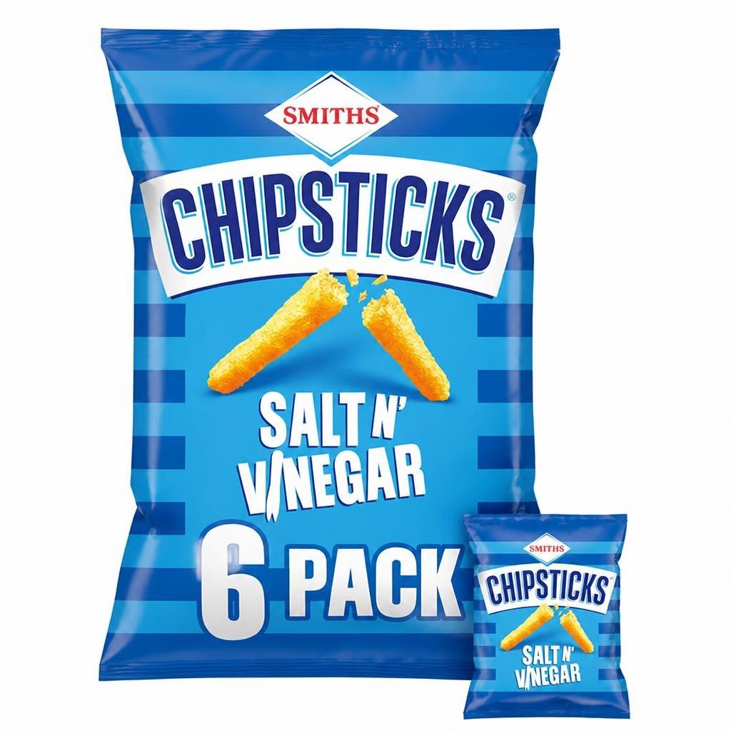 Smiths Chipsticks Salt & Vinegar Multipack Snacks Crisps 6x17g