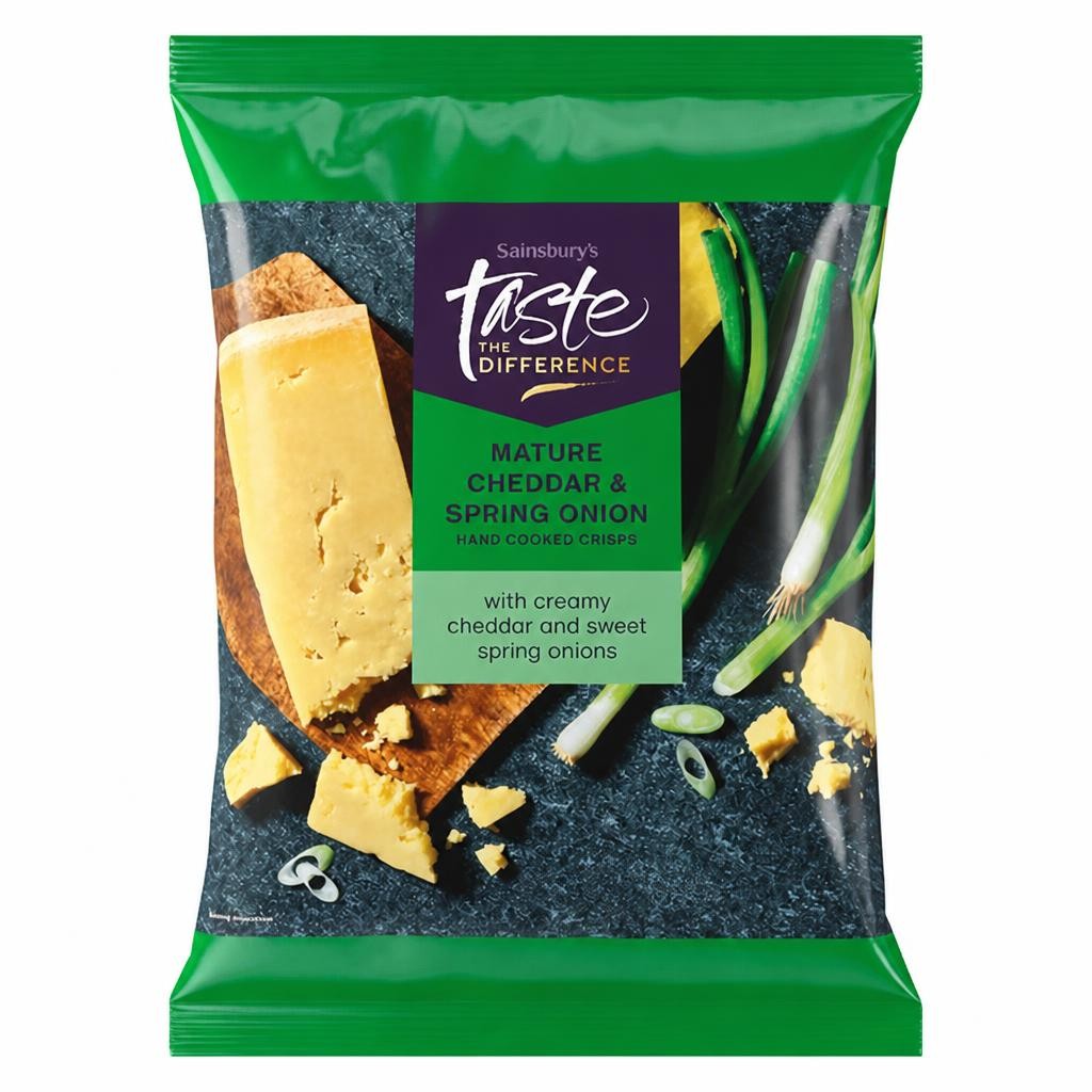 Sainsbury's Cheddar & Spring Onion Crisps, Taste the Difference 150g