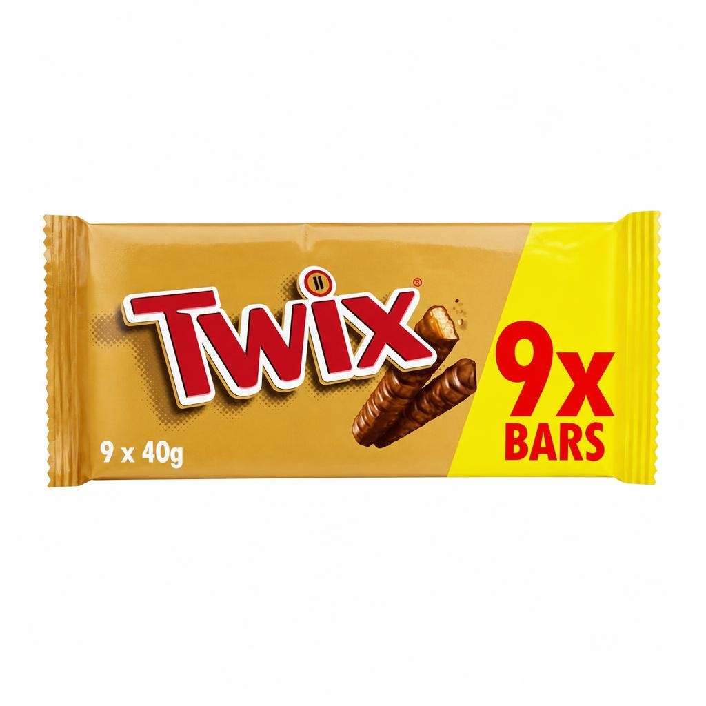 Twix Caramel & Milk Chocolate Fingers Twin Biscuit Snack Bars Multipack 9x40g