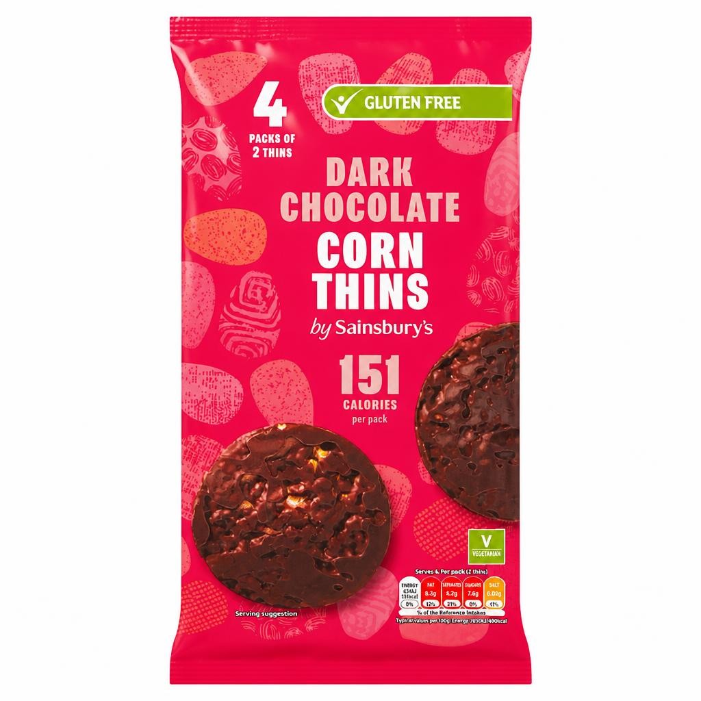 Sainsbury's Dark Chocolate Corn Thins 4x22.5g