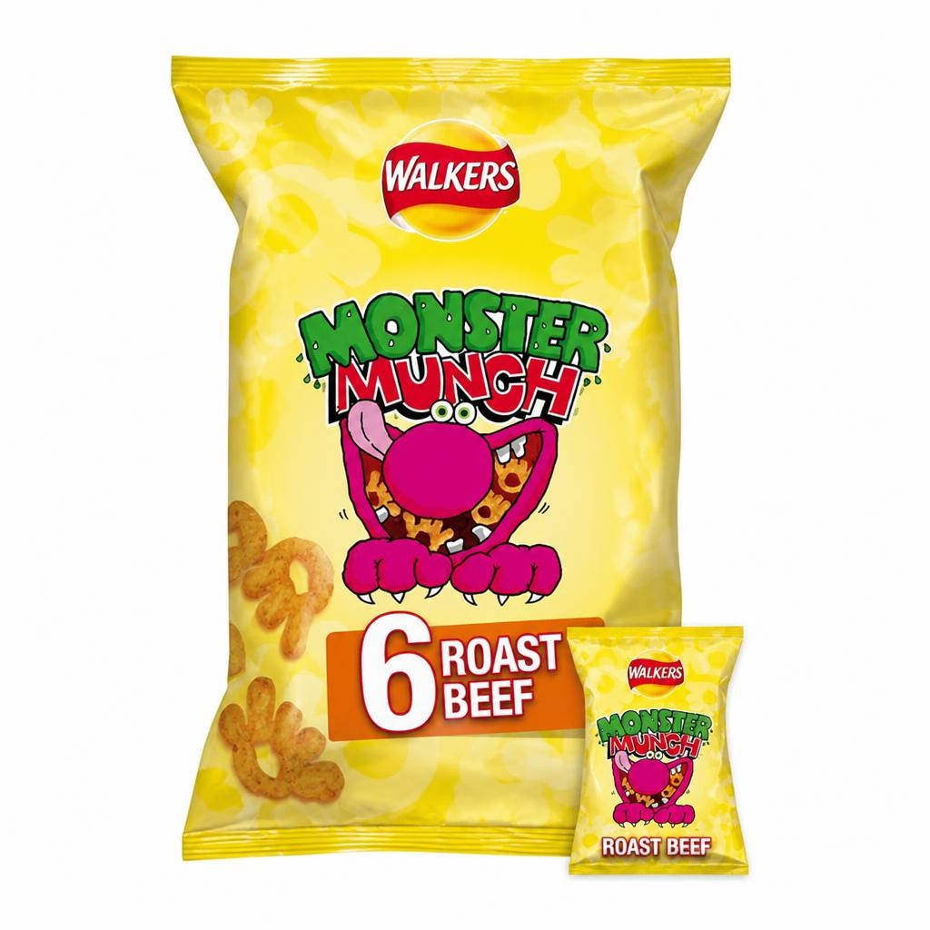 Walkers Monster Munch Roast Beef Multipack Crisps Snacks 6x20g