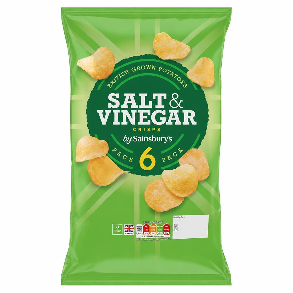 Sainsbury's Salt & Vinegar Multipack Crisps 6x25g