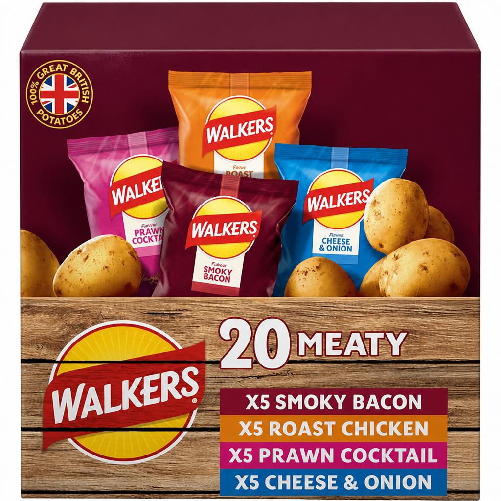 Walkers Meaty Variety Multipack Crisps 20x25g