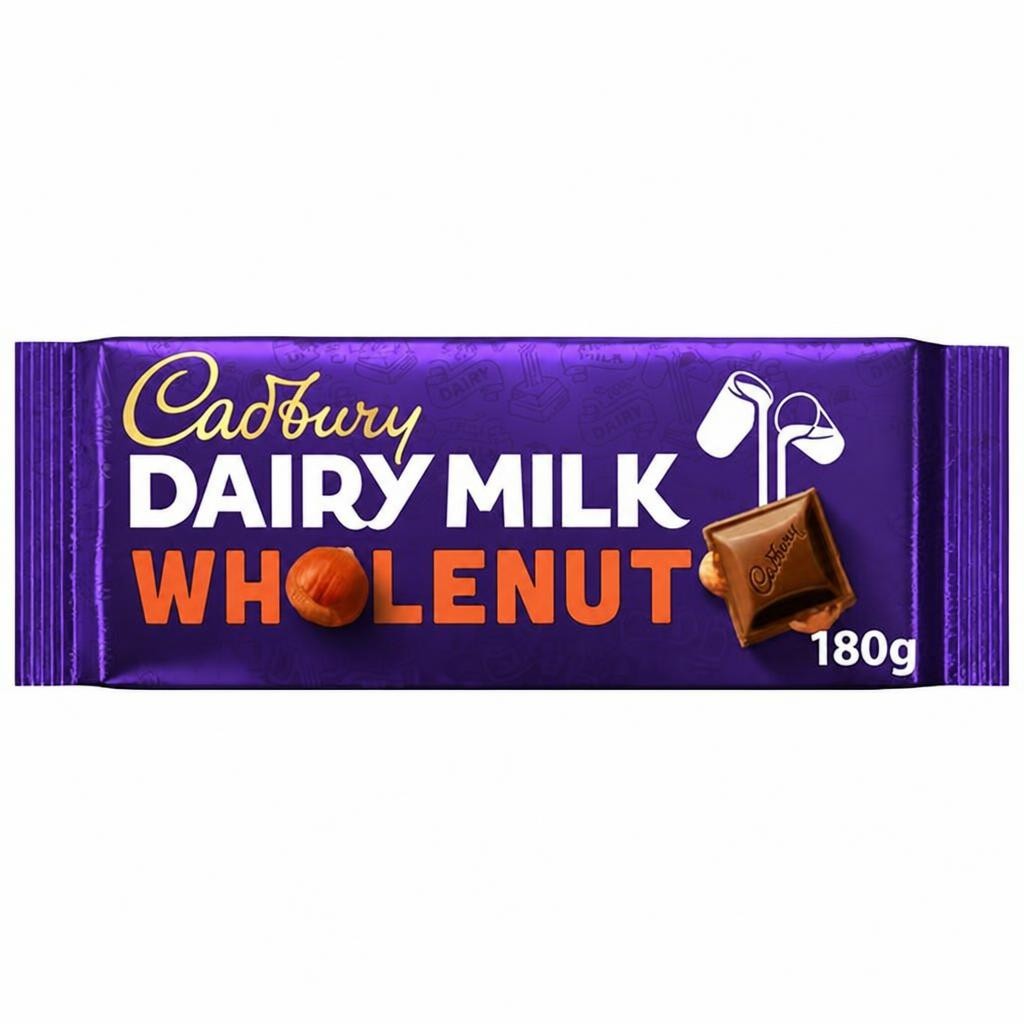 Cadbury Dairy Milk Whole Nut Chocolate Bar 180g