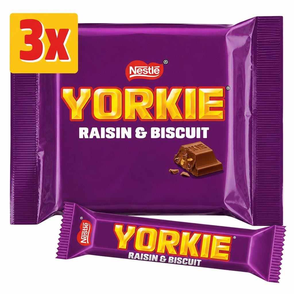 Yorkie Raisin & Biscuit Milk Chocolate Bar Multipack x3 46g