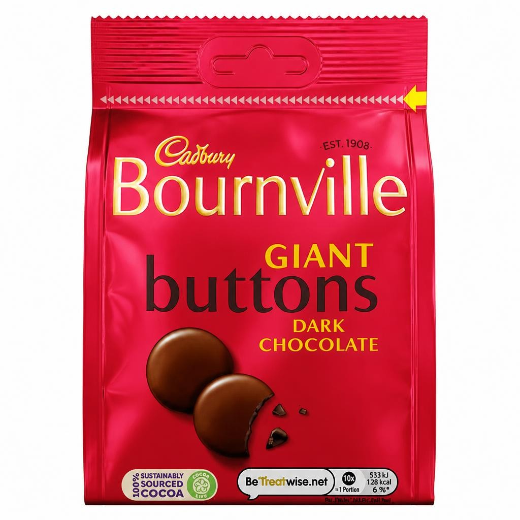 Cadbury Bournville Dark Chocolate Giant Buttons Bag 100g