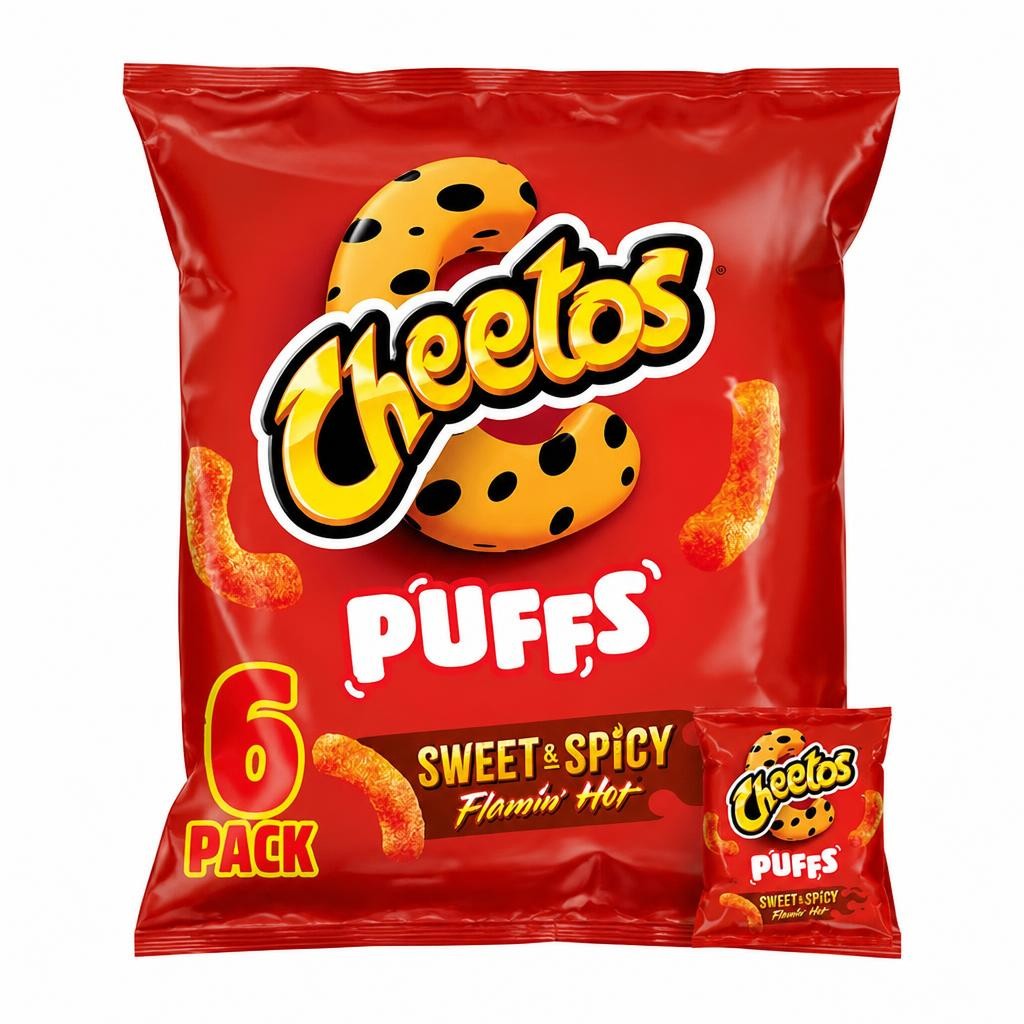 Cheetos Puffs Sweet & Spicy Multipack Snacks Crisps 6x13g