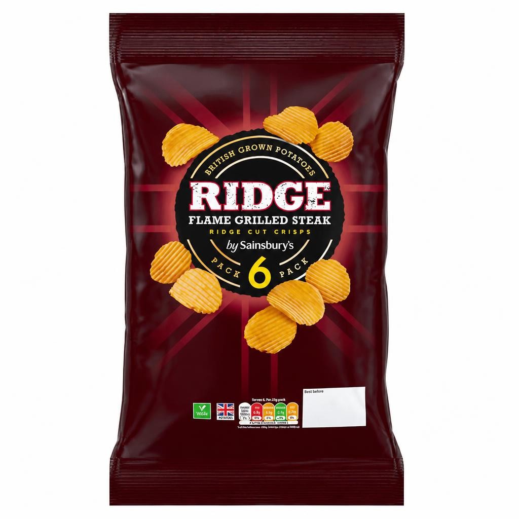Sainsbury's Ridged Steak Multipack Crisps 6x25g