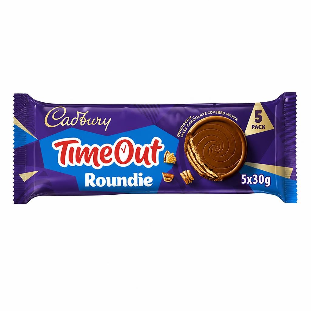 Cadbury Timeout 5 x 30g Roundie Milk Chocolate Multipack Wafer Biscuit Bars