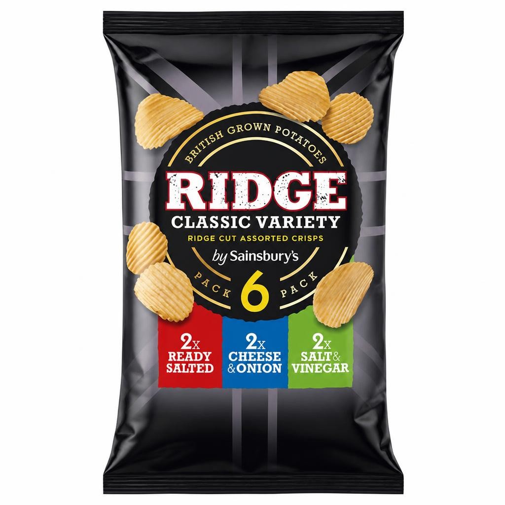 Sainsbury's Variety Ridged Multipack Crisps 6x25g