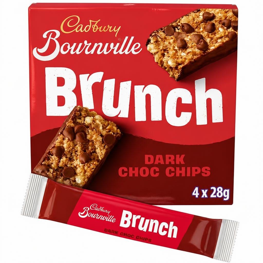 Cadbury Bournville 4 x 28g Brunch Oats Dark Chocolate Chip Cereal Bars
