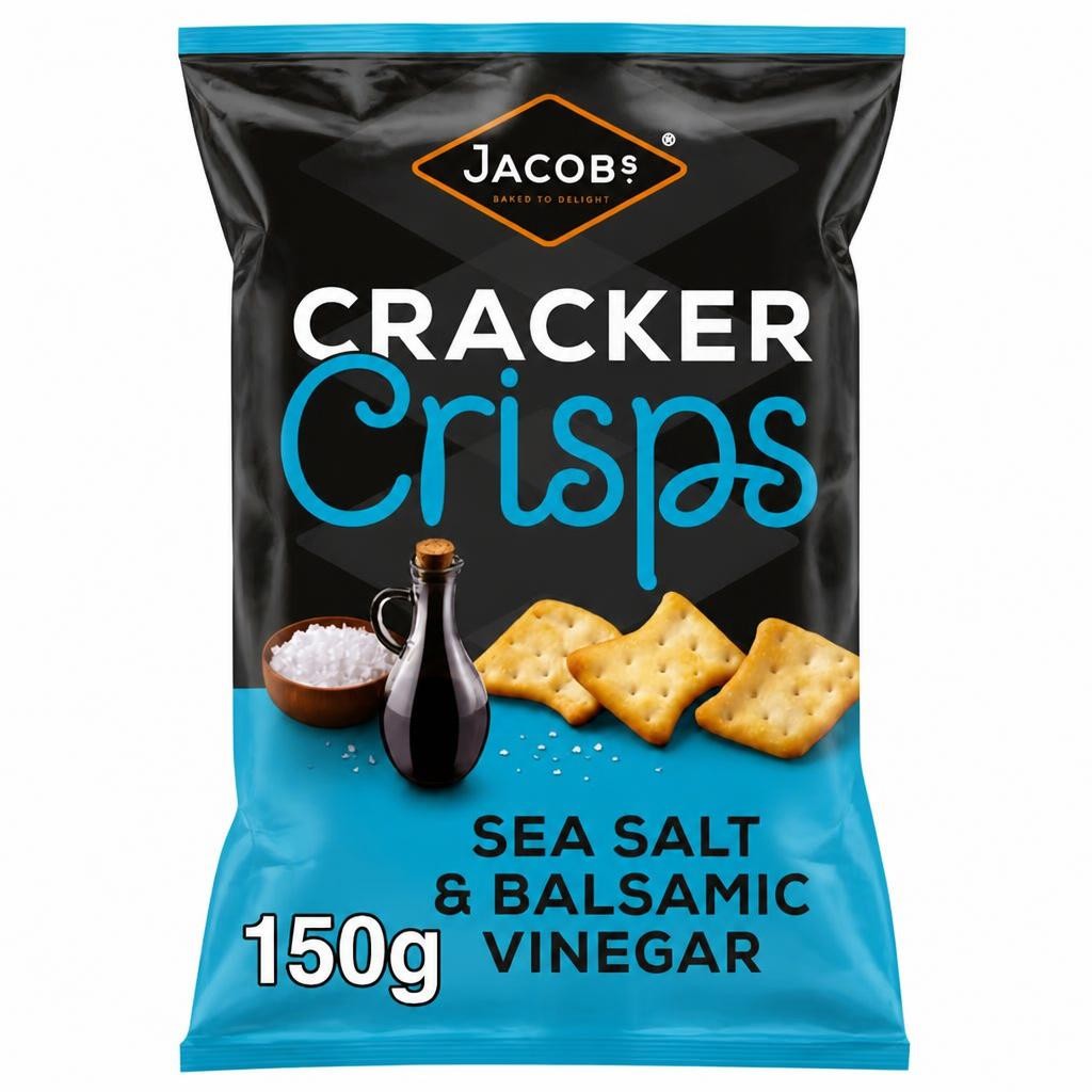 Jacob's Cracker Crisps Salt & Balsamic Sharing Bag Snacks 150g