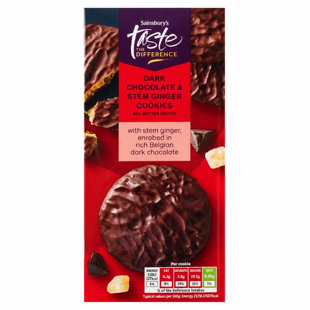 Sainsbury's Dark Chocolate & Ginger Cookies, Taste the Difference 200g